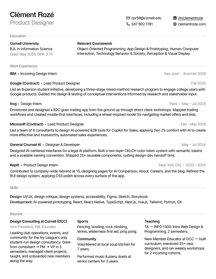 Résumé preview