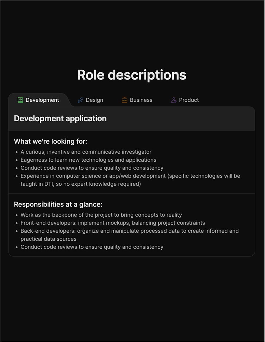DTI roles section