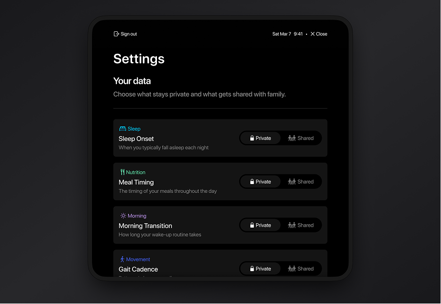 Ebb & Flow (design-a-thon project) Settings page