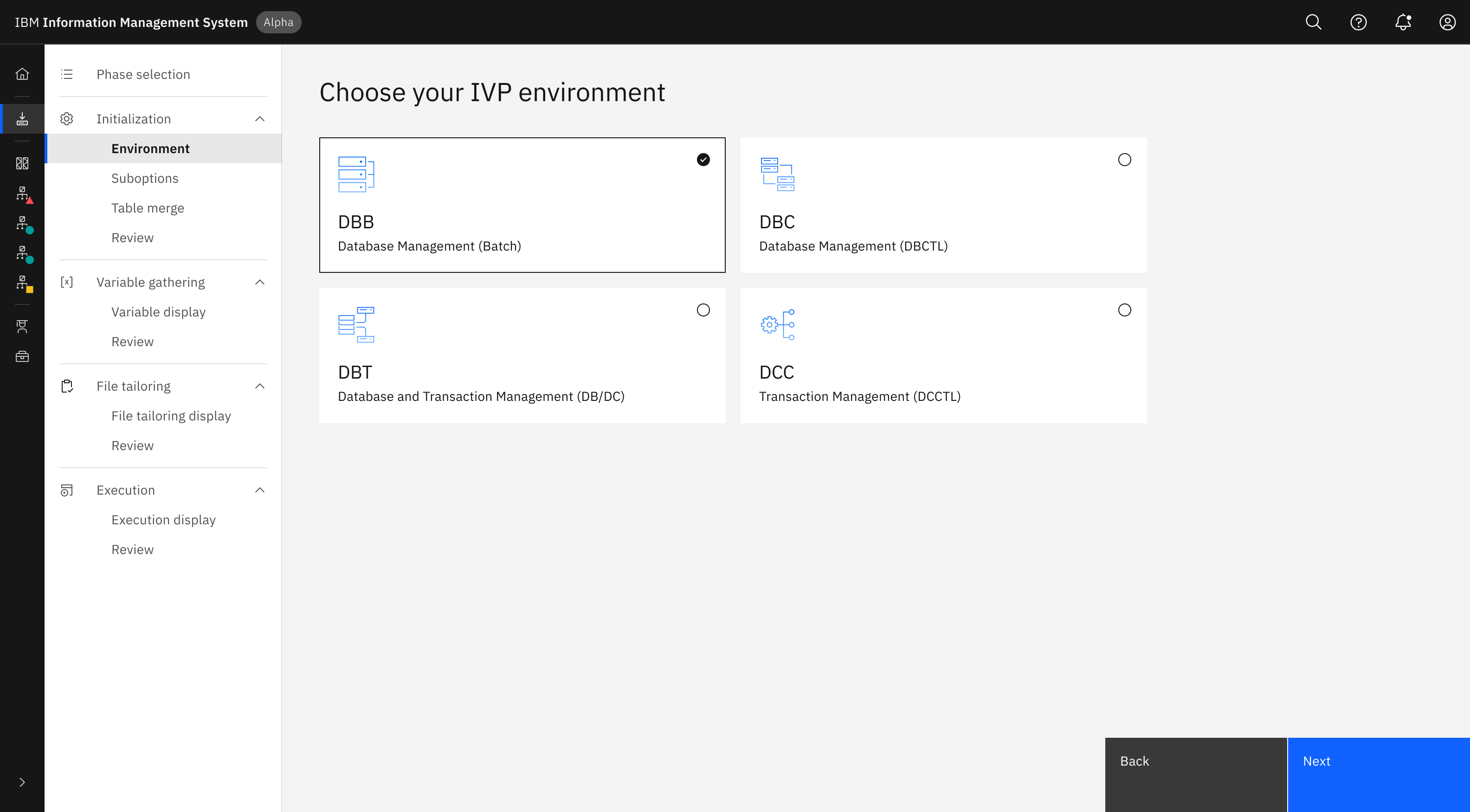 Redesigned environment picker shown as a grid of visual cards with icons