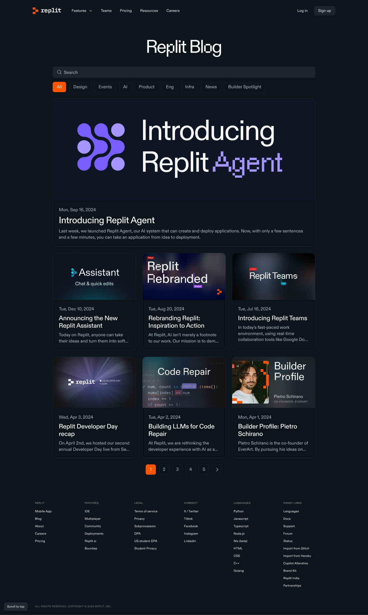 The full blog page design