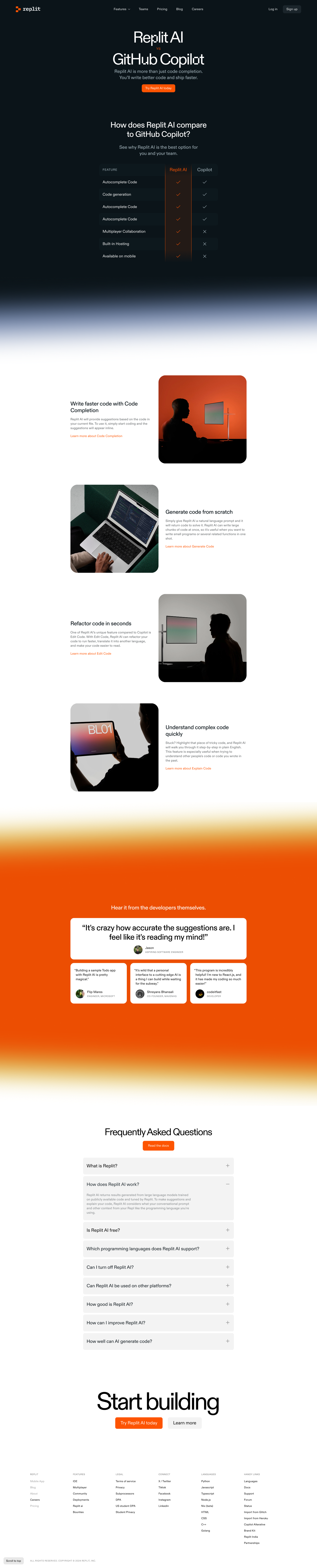 The full comparison page design